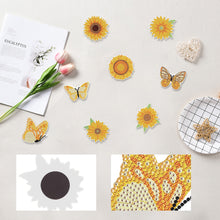 Load image into Gallery viewer, 8Pcs Special Shape Sunflowers Butterflies Diamond Painting Fridge Magnet