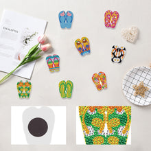 Load image into Gallery viewer, 8Pcs Special Shape Beach Slippers Diamond Painting Fridge Magnet for Home Decor