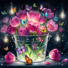 Load image into Gallery viewer, Diamond Painting - Full Round - Tulips and butterflies (40*40CM)