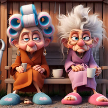 Load image into Gallery viewer, 4pcs Round Diamond Painting Set - Funny old lady (30*30CM)