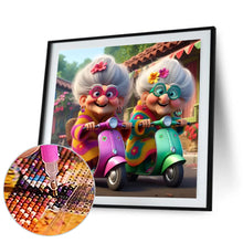 Load image into Gallery viewer, 4pcs Round Diamond Painting Set - Funny old lady (30*30CM)