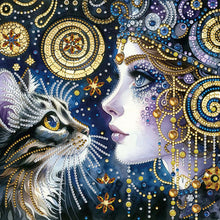 Load image into Gallery viewer, 4pcs Partial Special Diamond Painting Set - Dream girl and kitten (30*30CM)