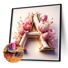 Load image into Gallery viewer, Diamond Painting - Full Round - Pink flower letter A (40*40CM)