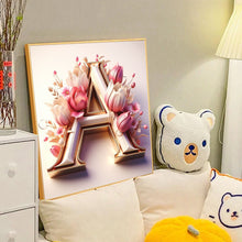 Load image into Gallery viewer, Diamond Painting - Full Round - Pink flower letter A (40*40CM)