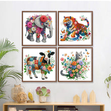 Load image into Gallery viewer, 4pcs Partial Special Diamond Painting Set - Animals and flowers (30*30CM)
