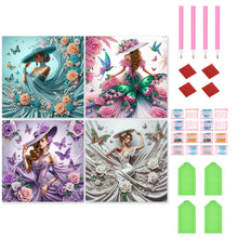 Load image into Gallery viewer, 4pcs Partial Special Diamond Painting Set - Lady (30*30CM)