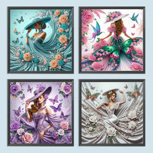 Load image into Gallery viewer, 4pcs Partial Special Diamond Painting Set - Lady (30*30CM)