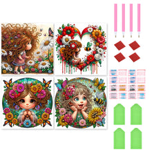 Load image into Gallery viewer, 4pcs Partial Special Diamond Painting Set - Cute girl (30*30CM)