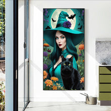 Load image into Gallery viewer, Diamond Painting - Full Round - Witch and black cat (40*70CM)