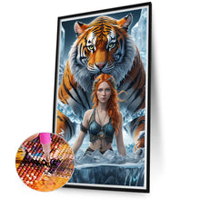 Load image into Gallery viewer, Diamond Painting - Full Round - Tiger and girl (40*70CM)