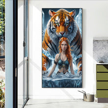 Load image into Gallery viewer, Diamond Painting - Full Round - Tiger and girl (40*70CM)