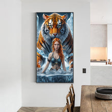 Load image into Gallery viewer, Diamond Painting - Full Round - Tiger and girl (40*70CM)