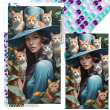 Load image into Gallery viewer, Diamond Painting - Full Round - Girl and cat (40*70CM)
