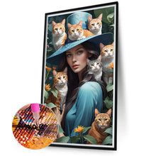 Load image into Gallery viewer, Diamond Painting - Full Round - Girl and cat (40*70CM)