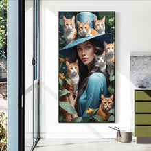 Load image into Gallery viewer, Diamond Painting - Full Round - Girl and cat (40*70CM)