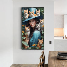 Load image into Gallery viewer, Diamond Painting - Full Round - Girl and cat (40*70CM)