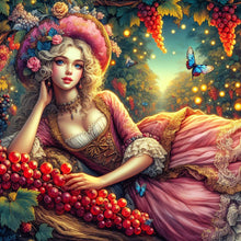 Load image into Gallery viewer, Diamond Painting - Full Round - Girl under grapes (40*40CM)