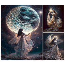 Load image into Gallery viewer, 3pcs Round Diamond Painting Set - Fairy under the moonlight (30*40CM)
