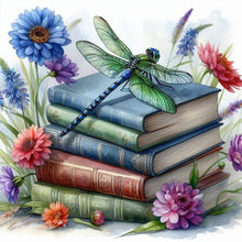 Load image into Gallery viewer, AB Diamond Painting - Full Square - dragonfly on book (30*30CM)