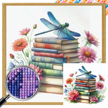 Load image into Gallery viewer, AB Diamond Painting - Full Square - dragonfly on book (30*30CM)