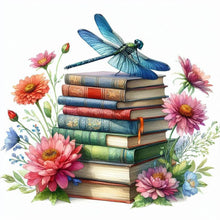 Load image into Gallery viewer, AB Diamond Painting - Full Square - dragonfly on book (30*30CM)