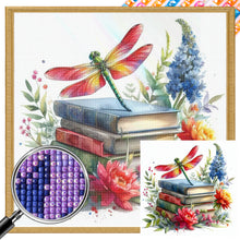 Load image into Gallery viewer, AB Diamond Painting - Full Square - dragonfly on book (30*30CM)