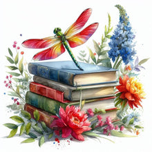 Load image into Gallery viewer, AB Diamond Painting - Full Square - dragonfly on book (30*30CM)