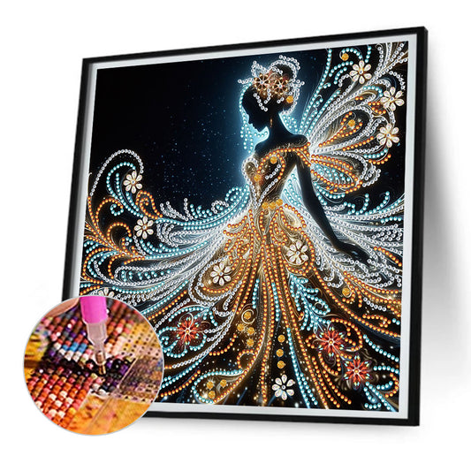 Diamond Painting - Partial Special Shaped - Gold foil fairy (30*30CM)