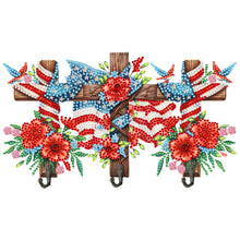 Load image into Gallery viewer, Wooden Independence Day Flag & Rose Rhinestone Painting Hook for Home Decor
