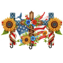 Load image into Gallery viewer, Wooden Independence Day Flag & Sunflower Diamond Painting Hook for Home Decor