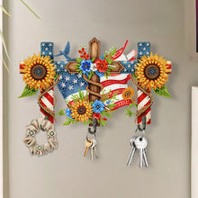 Load image into Gallery viewer, Wooden Independence Day Flag & Sunflower Diamond Painting Hook for Home Decor