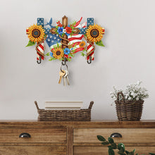 Load image into Gallery viewer, Wooden Independence Day Flag & Sunflower Diamond Painting Hook for Home Decor