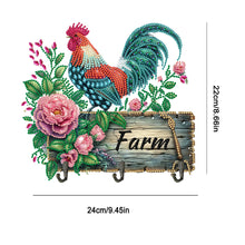 Load image into Gallery viewer, Wooden Farm Rooster Diamond Painting Wall Hooks DIY Hook Rail for home Decor