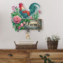 Load image into Gallery viewer, Wooden Farm Rooster Diamond Painting Wall Hooks DIY Hook Rail for home Decor