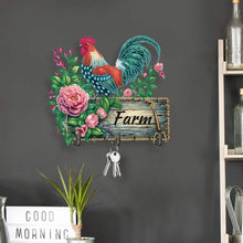 Load image into Gallery viewer, Wooden Farm Rooster Diamond Painting Wall Hooks DIY Hook Rail for home Decor