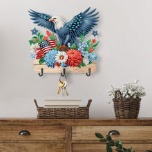 Load image into Gallery viewer, Wooden Eagle and Flower DIY Diamond Painting Art Hooks Rail for Home Decor