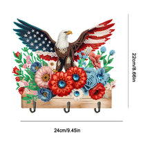 Load image into Gallery viewer, Wooden Eagle and Flower DIY Diamond Painting Art Hooks Rail for Home Decor