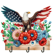 Load image into Gallery viewer, Wooden Eagle and Flower DIY Diamond Painting Art Hooks Rail for Home Decor