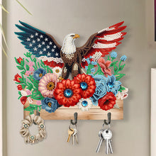 Load image into Gallery viewer, Wooden Eagle and Flower DIY Diamond Painting Art Hooks Rail for Home Decor