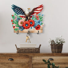 Load image into Gallery viewer, Wooden Eagle and Flower DIY Diamond Painting Art Hooks Rail for Home Decor