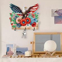 Load image into Gallery viewer, Wooden Eagle and Flower DIY Diamond Painting Art Hooks Rail for Home Decor