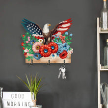 Load image into Gallery viewer, Wooden Eagle and Flower DIY Diamond Painting Art Hooks Rail for Home Decor