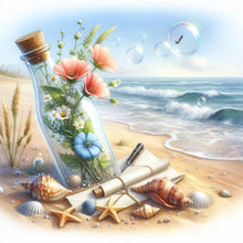 Load image into Gallery viewer, 4pcs Round Diamond Painting Set - Seaside wishing bottle (30*30CM)