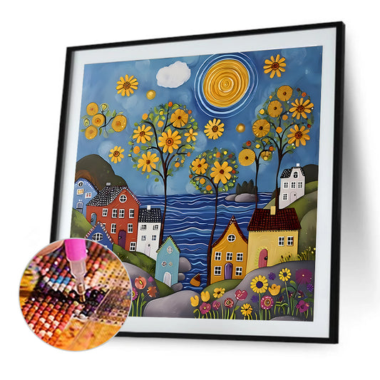 Diamond Painting - Full Round - colorful house (40*40CM)