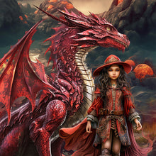 Load image into Gallery viewer, Diamond Painting - Full Round - Red dragon and girl (40*40CM)
