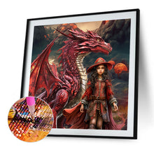 Load image into Gallery viewer, Diamond Painting - Full Round - Red dragon and girl (40*40CM)
