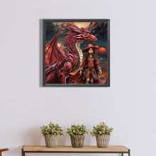 Load image into Gallery viewer, Diamond Painting - Full Round - Red dragon and girl (40*40CM)