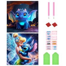 Load image into Gallery viewer, 2pcs Round Diamond Painting Set - Cartoon animals (30*30CM)