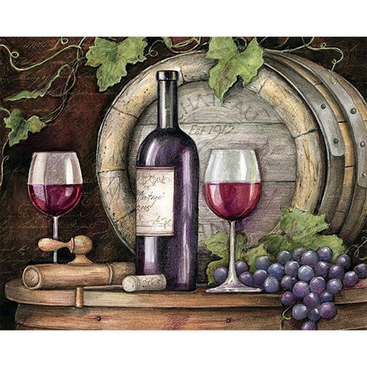 Diamond Painting - Full Square - Red wine bottle (50*40CM)