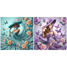 Load image into Gallery viewer, 2pcs Round Diamond Painting Set - Lady (30*30CM)